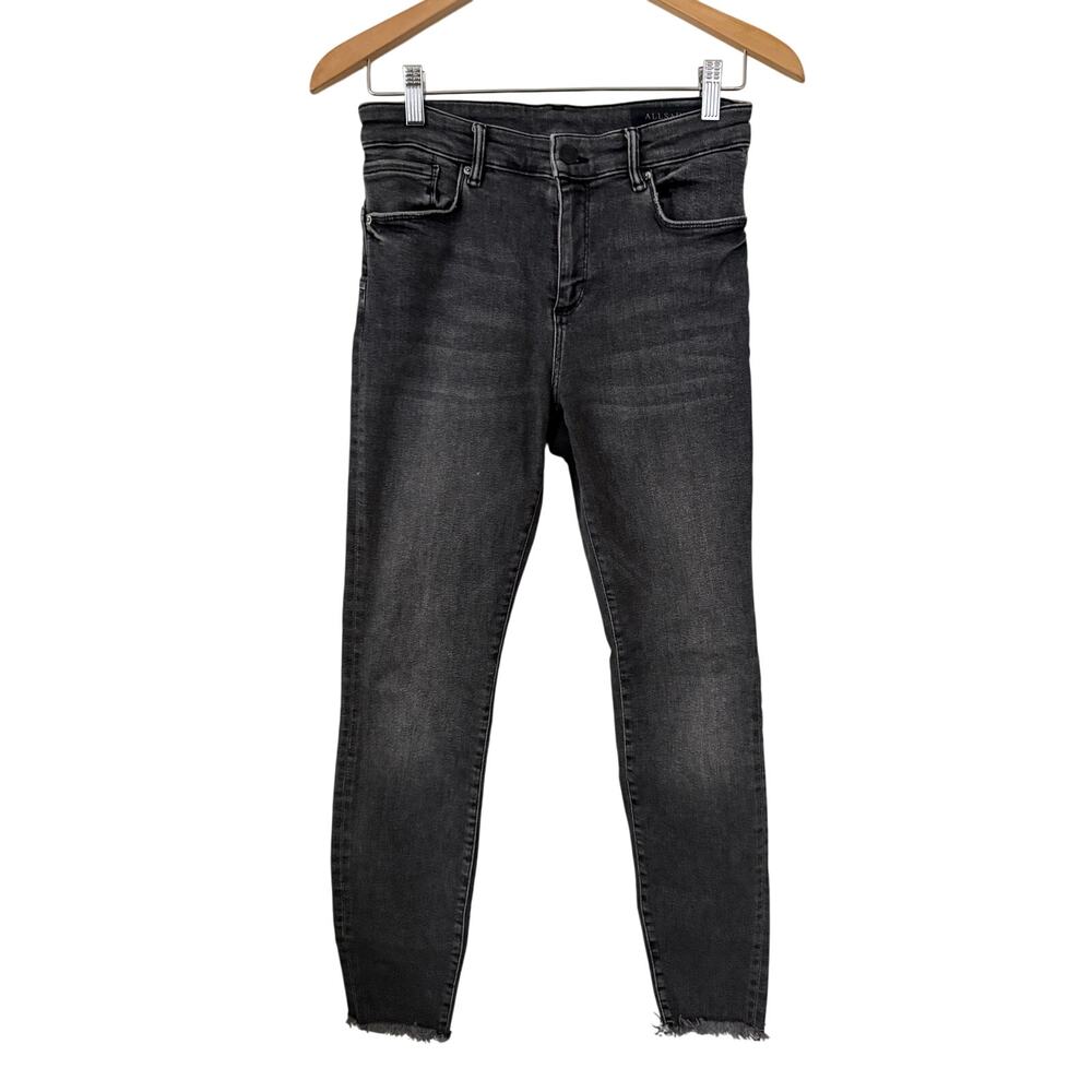 Allsaints Grey Miller Skinny Jeans/Denim High Rise Frayed Bottoms Moto/Party-28